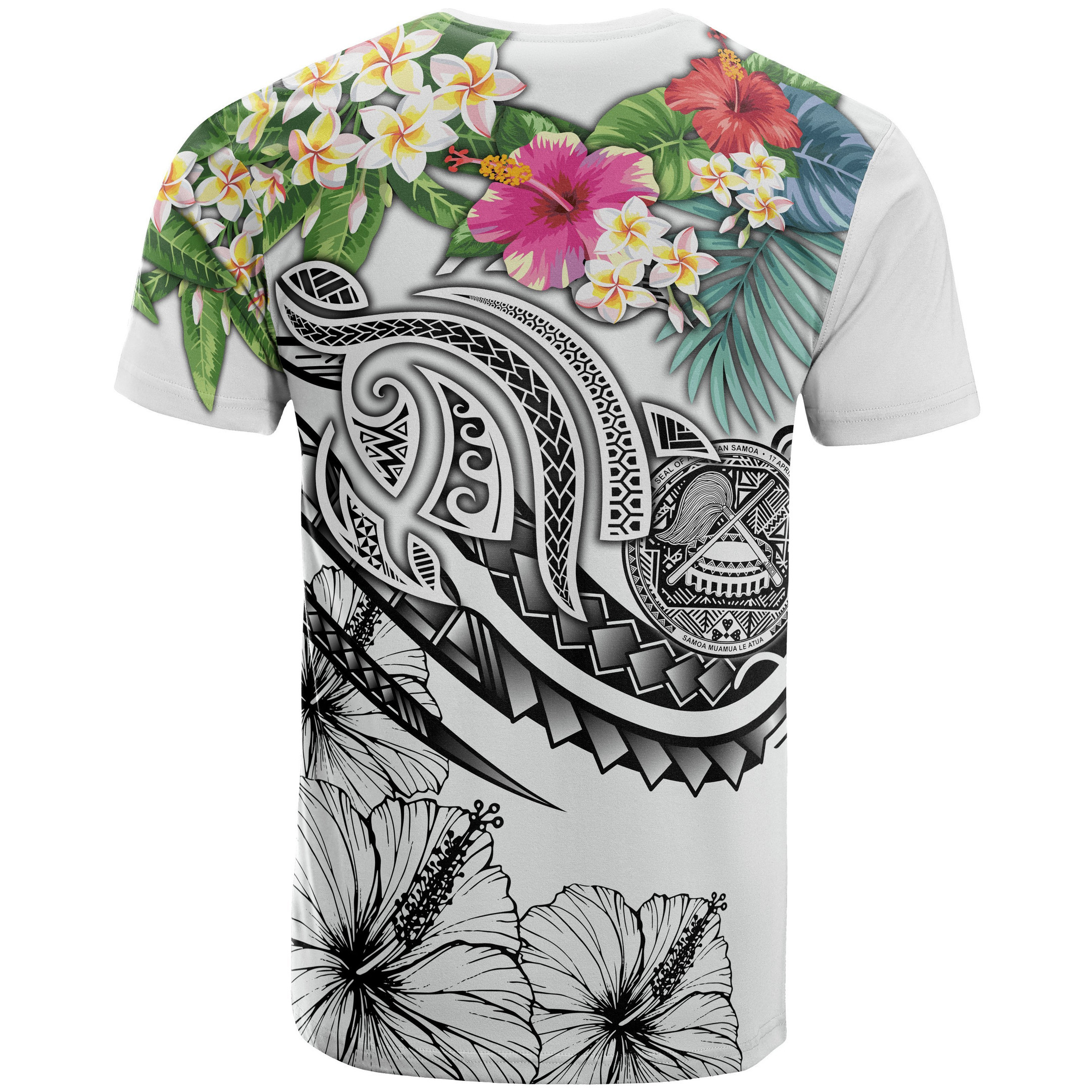 Polynesian American Samoa T-Shirt - Summer Plumeria (White)