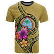 Guam Polynesian T-Shirt - Floral With Seal Gold