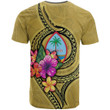 Guam Polynesian T-Shirt - Floral With Seal Gold - BN12