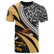 American Samoa Polynesian T-Shirt - Gold Floral Pattern