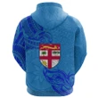 (Custom Personalised) Blue Hoodie Fiji Rugby Polynesian Waves Style K36