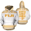 Fiji Tapa All Over Hoodie - White Version - Bn09