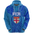 (Custom Personalised) Blue Hoodie Fiji Rugby Polynesian Waves Style, Custom Text and Number