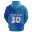 (Custom Personalised) Blue Hoodie Fiji Rugby Polynesian Waves Style, Custom Text and Number K36