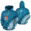 Fiji Anzac Lest We Forget Hoodie with Blue color - Front and Back - For Men and Women
