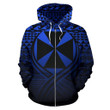 Wallis And Futuna All  Over Zip-Up Hoodie Lift Up Blue