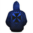 Wallis And Futuna All  Over Zip-Up Hoodie Lift Up Blue - Bn09