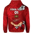 (Custom Personalised) Rewa Rugby Union Fiji Zip Hoodie Unique Vibes - Full Red, Custom Text And Number K8