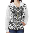 New Zealand Zip-Up Hoodie Maori Rugby - Black And White Th5 - rugbylife