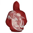 Zip Up Hoodie Tonga - Polynesian Shark Pattern Red Color Th0