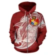 Tonga Zip Hoodie - Polynesian Shark Pattern Red Color | Rugby Life