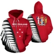 New Zealand Aotearoa Silver Fern Zip Hoodie Red K5 - rugbylife