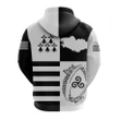 Brittany - Breizh Zip Hoodie - Rugby Bretagne Stoat Ermine with Celtic Triskelion TH5