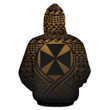 Wallis And Futuna All  Over Zip-Up Hoodie Lift Up Gold - Bn09
