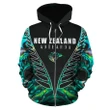 New Zealand Aotearoa Paua Shell Zip Up Hoodie, Vline Style K4 - rugbylife