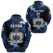 (Custom Personalised) Manu Samoa Rugby Zip Hoodie Unique Vibes Coat Of Arms - Blue, Custom Text And Number K8