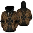 Wallis And Futuna Polynesian All Over Zip Up Hoodie Map Gold - Bn39