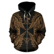 Wallis And Futuna Polynesian All Over Zip Up Hoodie Map Gold