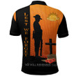Anzac Day Lest We Forget Soldier Standing Guard Polo Shirt
