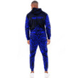 RugbyLife Clothing - (Custom) Polynesian Tattoo Style Flower - Blue Version Hoodie and Joggers Pant A7