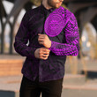 RugbyLife Clothing - Polynesian Sun Mask Tattoo Style - Pink Version Long Sleeve Button Shirt A7