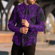 RugbyLife Clothing - (Custom) Polynesian Tattoo Style - Purple Version Long Sleeve Button Shirt A7