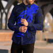 RugbyLife Clothing - Polynesian Tattoo Style Octopus Tattoo - Blue Version Long Sleeve Button Shirt A7