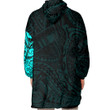 RugbyLife Clothing - Kite Surfer Maori Tattoo With Sun And Waves - Cyan Version Snug Hoodie A7