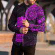 RugbyLife Clothing - Polynesian Tattoo Style Tiki - Pink Version Long Sleeve Button Shirt A7