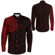 RugbyLife Clothing - Polynesian Tattoo Style - Red Version Long Sleeve Button Shirt A7 | RugbyLife