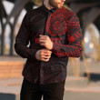 RugbyLife Clothing - (Custom) Polynesian Tattoo Style - Red Version Long Sleeve Button Shirt A7