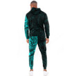 RugbyLife Clothing - Polynesian Sun Tattoo Style - Cyan Version Hoodie and Joggers Pant A7