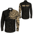 RugbyLife Clothing - (Custom) Polynesian Tattoo Style - Gold Version Long Sleeve Button Shirt A7 | RugbyLife