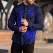 RugbyLife Clothing - (Custom) New Zealand Aotearoa Maori Fern - Blue Version Long Sleeve Button Shirt A7