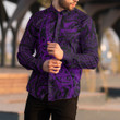 RugbyLife Clothing - (Custom) New Zealand Aotearoa Maori Fern - Purple Version Long Sleeve Button Shirt A7