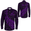 RugbyLife Clothing - (Custom) New Zealand Aotearoa Maori Fern - Purple Version Long Sleeve Button Shirt A7 | RugbyLife