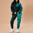 RugbyLife Clothing - Polynesian Tattoo Style Butterfly - Cyan Version Hoodie and Joggers Pant A7