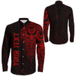 RugbyLife Clothing - (Custom) Polynesian Tattoo Style Mask Native - Red Version Long Sleeve Button Shirt A7 | RugbyLife