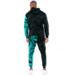 RugbyLife Clothing - Kite Surfer Maori Tattoo With Sun And Waves - Cyan Version Hoodie and Joggers Pant A7