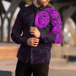 RugbyLife Clothing - Polynesian Tattoo Style Tattoo - Pink Version Long Sleeve Button Shirt A7