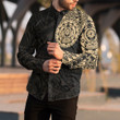 RugbyLife Clothing - Polynesian Tattoo Style Turtle - Gold Version Long Sleeve Button Shirt A7