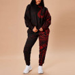 RugbyLife Clothing - Polynesian Tattoo Style Hook - Red Version Hoodie and Joggers Pant A7