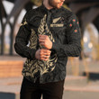 RugbyLife Clothing - New Zealand Aotearoa Maori Silver Fern New - Gold Version Long Sleeve Button Shirt A7