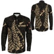 RugbyLife Clothing - New Zealand Aotearoa Maori Silver Fern New - Gold Version Long Sleeve Button Shirt A7 | RugbyLife