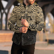 RugbyLife Clothing - Polynesian Tattoo Style Maori Traditional Mask - Gold Version Long Sleeve Button Shirt A7