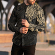 RugbyLife Clothing - Polynesian Tattoo Style - Gold Version Long Sleeve Button Shirt A7