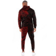 RugbyLife Clothing - Polynesian Tattoo Style Tribal Lion - Red Version Hoodie and Joggers Pant A7