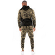 RugbyLife Clothing - (Custom) Polynesian Tattoo Style Maori Traditional Mask - Gold Version Hoodie and Joggers Pant A7