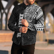 RugbyLife Clothing - (Custom) Polynesian Tattoo Style Snake Long Sleeve Button Shirt A7