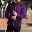 RugbyLife Clothing - Polynesian Tattoo Style Turtle - Purple Version Long Sleeve Button Shirt A7
